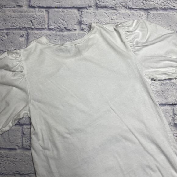 Zara Ruffle Sleeve Solid Tee in White - Picture 6 of 6